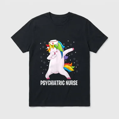 Psychiatric Nurse Dab Unicorn RN Mental T-Shirt – Classic T-Shirt in Black