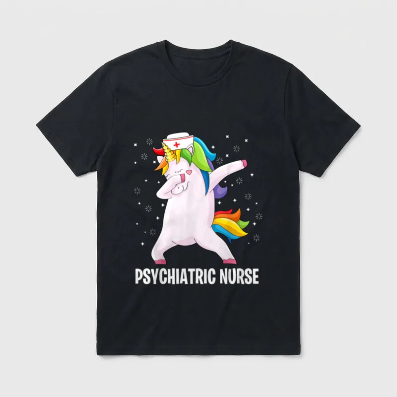 Psychiatric Nurse Dab Unicorn RN Mental T-Shirt – Classic T-Shirt in Black