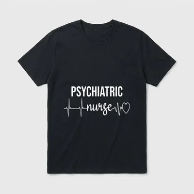 Psychiatric Nurse Heartbeat EKG RN Mental T-Shirt – Classic T-Shirt in Black