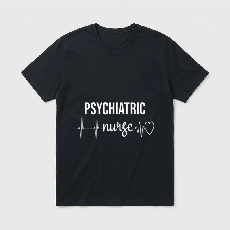 Psychiatric Nurse Heartbeat EKG RN Mental T-Shirt – Classic T-Shirt in Black