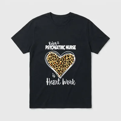 Psychiatric Nurse Cute Leopard Plaid T-Shirt – Classic T-Shirt in Black