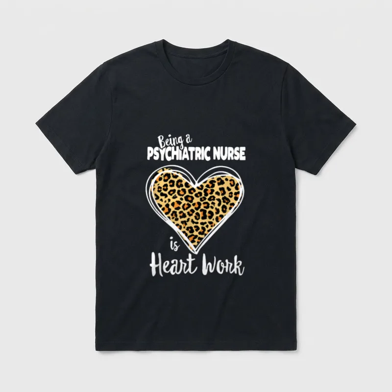 Psychiatric Nurse Cute Leopard Plaid T-Shirt – Classic T-Shirt in Black