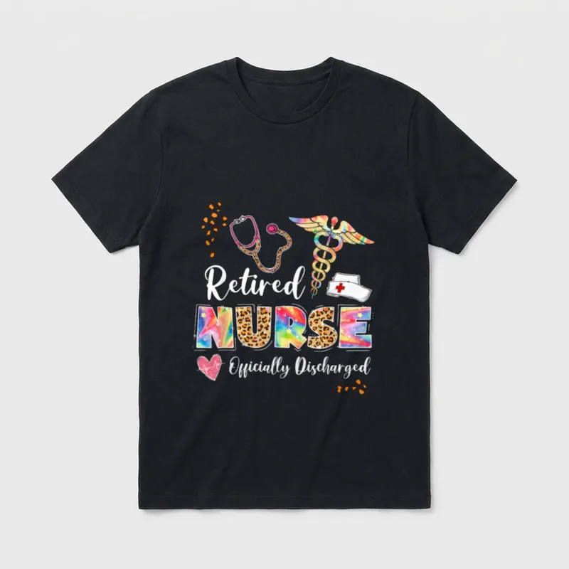 Tie Dye Retired Nurse Official Discharged T-Shirt – Classic T-Shirt in Black