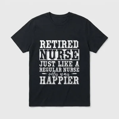 Pensioner Nurse Retirement T-Shirt – Retired nurse quote with small syringes graphic – Classic T-Shirt in Black