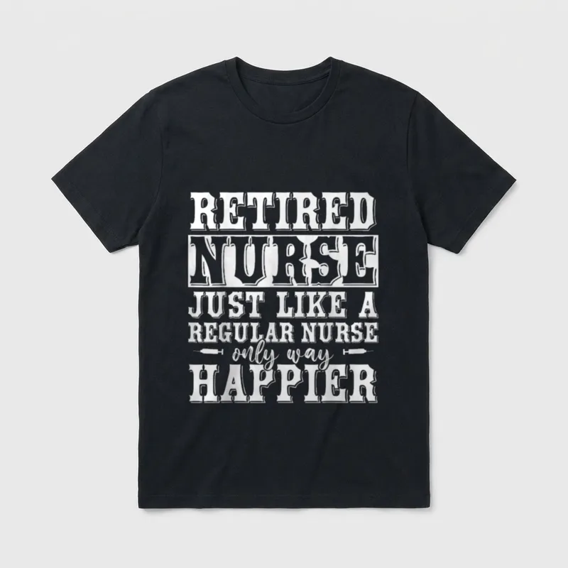 Pensioner Nurse Retirement T-Shirt – Retired nurse quote with small syringes graphic – Classic T-Shirt in Black