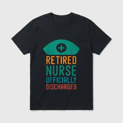 Retired Nurse Officially Discharge T-Shirt – Classic T-Shirt in Black