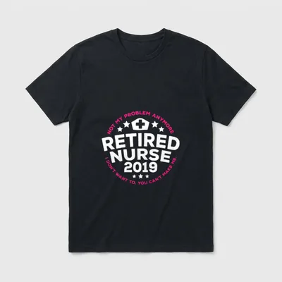 Funny Retired Nurse T-Shirt – Nurse cap with stars and funny retirement quotes – Classic T-Shirt in Black