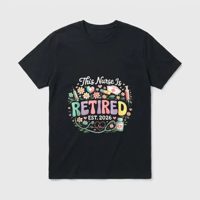 This Nurse Is Retired 2026 Floral T-Shirt – Classic T-Shirt in Black