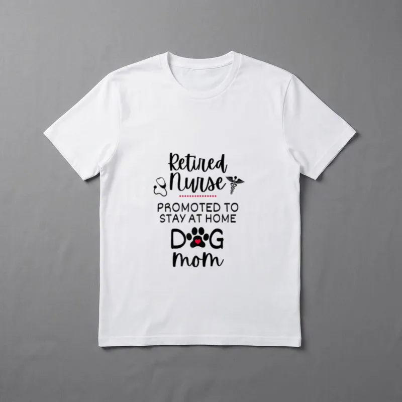 Retired NURSE Dog MOM Retirement T-Shirt – Retired Nurse Promoted to Stay at Home Dog mom text – Classic T-Shirt in Black