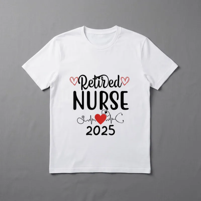 Retired Nurse 2025 Retirement T-Shirt – Retired NURSE 2025 with stethoscope, heart, and nurse cap – Classic T-Shirt in Black