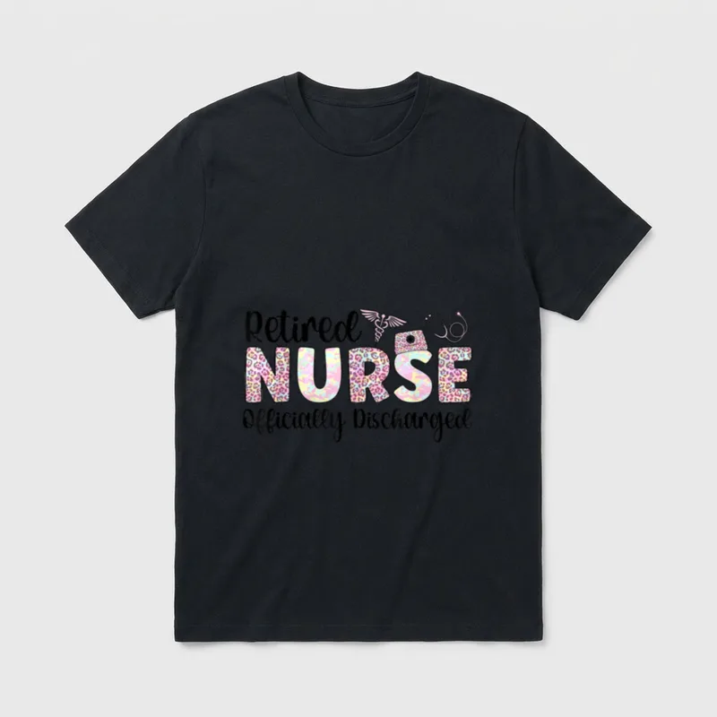 Retired Nurse Officially Discharged Retirement Who T-Shirt – Classic T-Shirt in Black