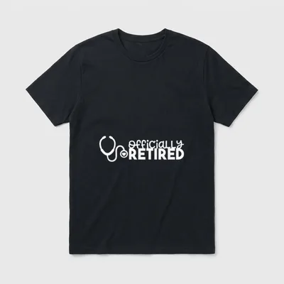 Retired Nurse Makes T-Shirt – Stethoscope with a heart and officially retired lettering – Classic T-Shirt in Black