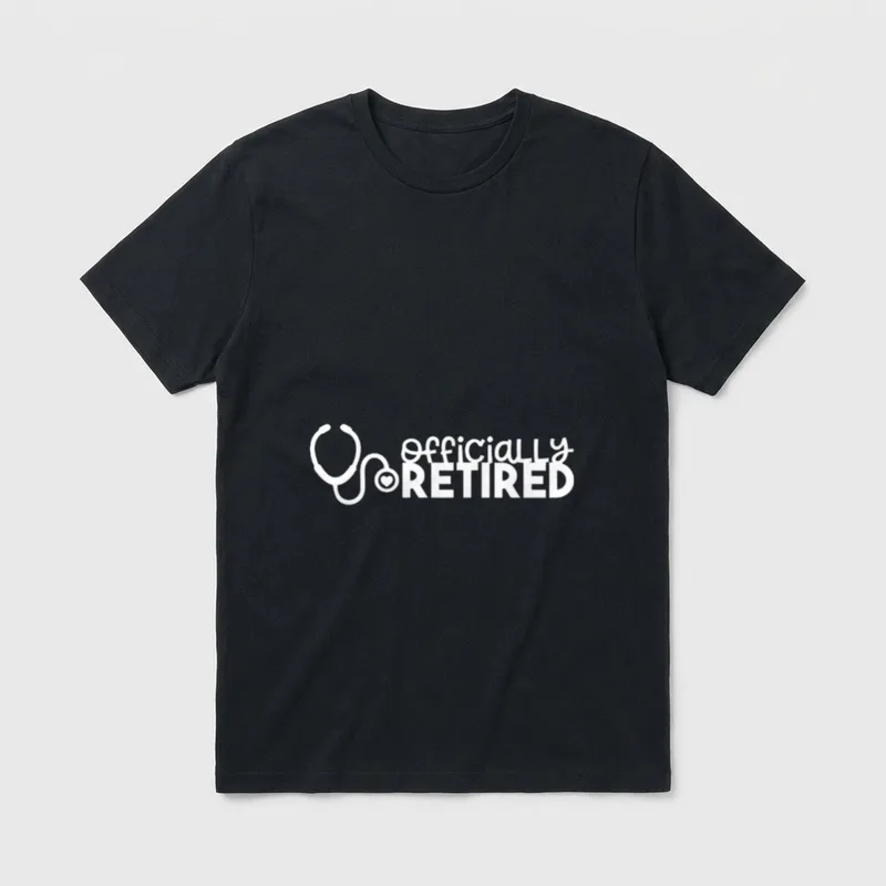 Retired Nurse Makes T-Shirt – Stethoscope with a heart and officially retired lettering – Classic T-Shirt in Black