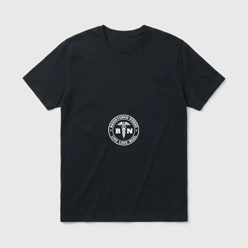 Nurse Love Shirt – Registered Nurse RN Live Love Heal circular emblem – Classic T-Shirt in Black