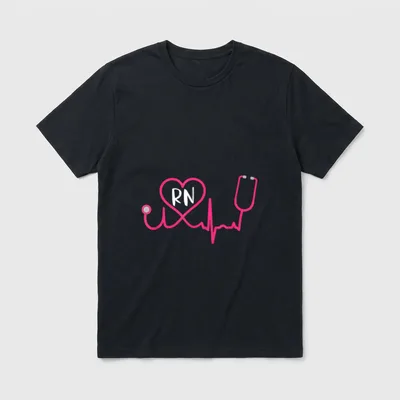 Registered Nurse RN EKG Stethoscope Heart T-Shirt – Classic T-Shirt in Black