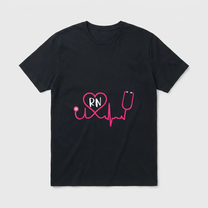 Registered Nurse RN EKG Stethoscope Heart T-Shirt – Classic T-Shirt in Black