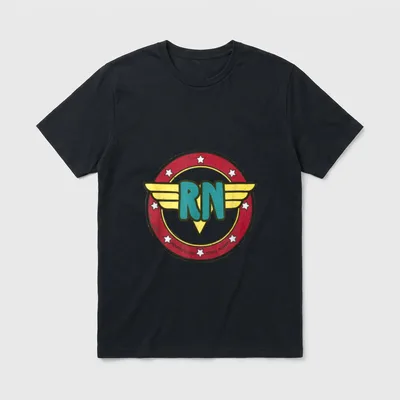 Wonder Nurse Shirt – RN Wonder Nurse Super Power distressed winged emblem – Classic T-Shirt in Black