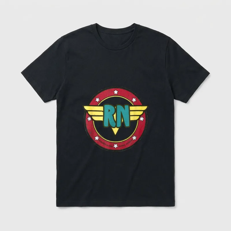 Wonder Nurse Shirt – RN Wonder Nurse Super Power distressed winged emblem – Classic T-Shirt in Black