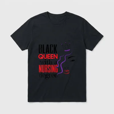 Black Nurse Queen Nursing School Graduation T-Shirt – Classic T-Shirt in Black