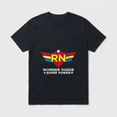 Wonder Nurse RN Registered Superhero T-Shirt – Classic T-Shirt in Black