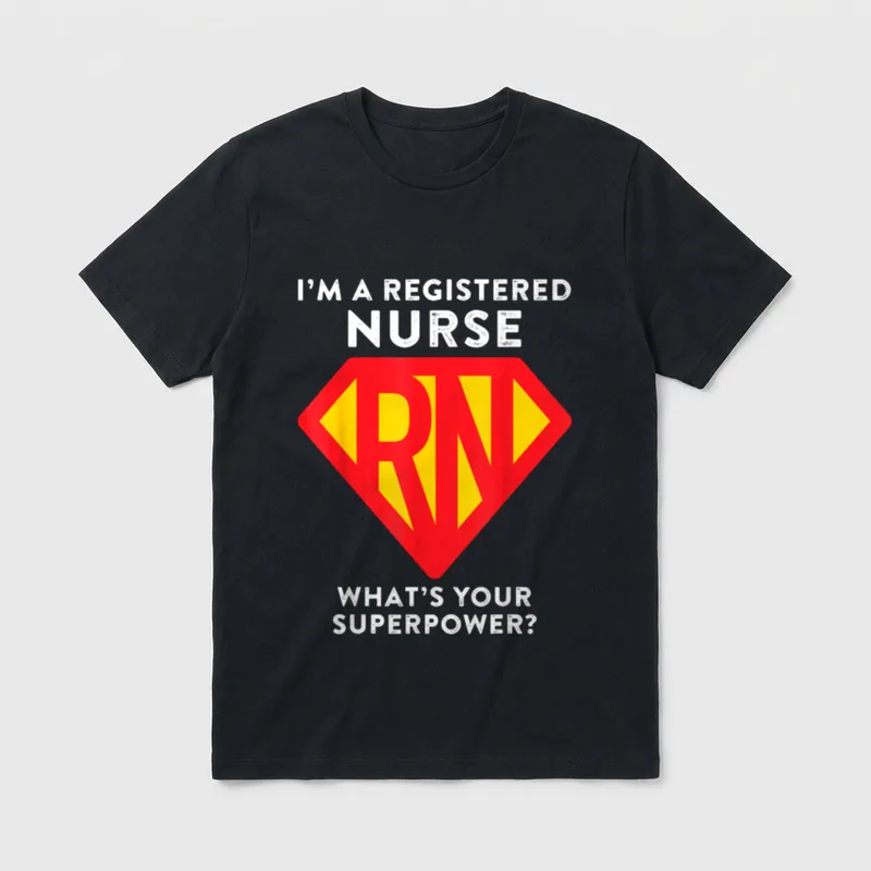 Super Nurse RN Superhero Registered Hero T-Shirt – Classic T-Shirt in Black