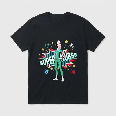Super Nurse Best Superhero Funny RN T-Shirt – SUPER NURSE in three-dimensional comic lettering – Classic T-Shirt in Black