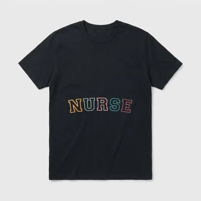 Retro Nurse Life for Registered T-Shirt – Arched varsity lettering spelling “NURSE” – Classic T-Shirt in Black