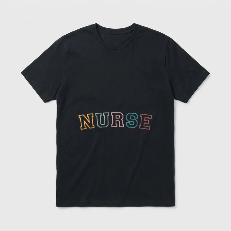 Retro Nurse Life for Registered T-Shirt – Arched varsity lettering spelling “NURSE” – Classic T-Shirt in Black