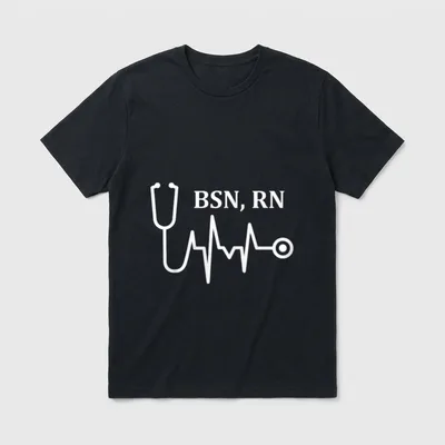 BSN RN Registered Nurse Medical Stethoscope T-Shirt – Classic T-Shirt in Black