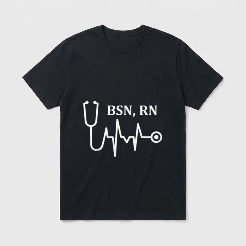 BSN RN Registered Nurse Medical Stethoscope T-Shirt – Classic T-Shirt in Black