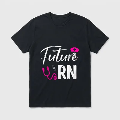Future RN Nurse Funny Registered T-Shirt – “Future RN” with a stethoscope, nurse cap, and bandage – Classic T-Shirt in Black
