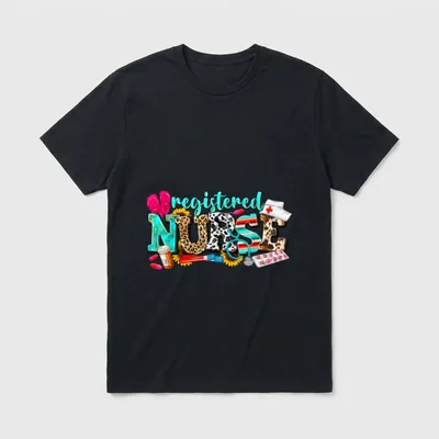 RN Nurse Leopard Print Registered School T-Shirt – Classic T-Shirt in Black