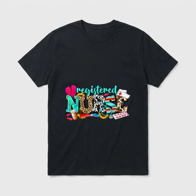 RN Nurse Leopard Print Registered School T-Shirt – Classic T-Shirt in Black