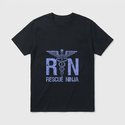 RN RESCUE NINJA Funny Registered Nurse T-Shirt – Classic T-Shirt in Black