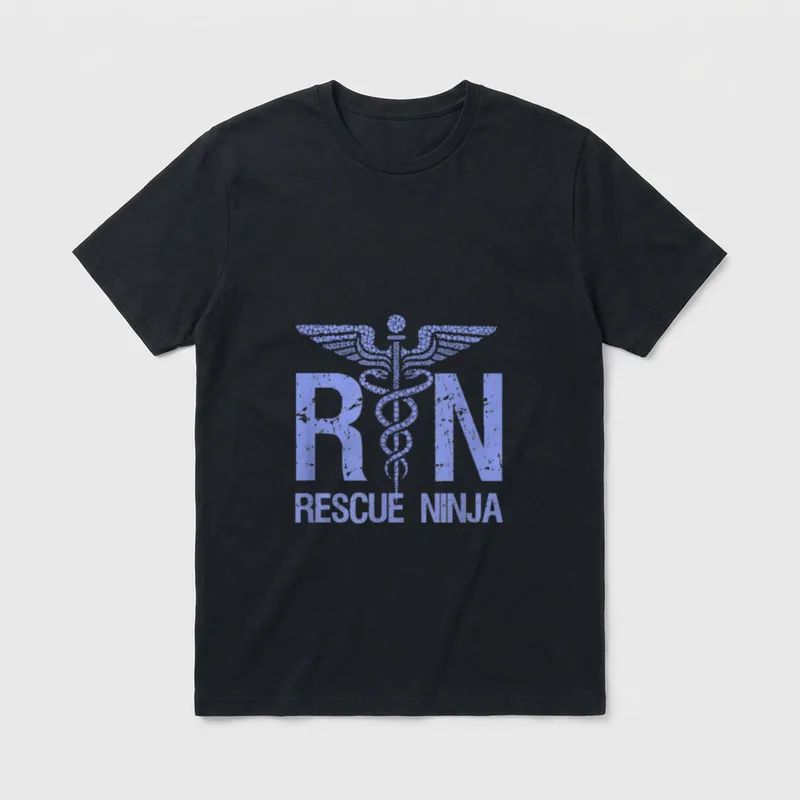 RN RESCUE NINJA Funny Registered Nurse T-Shirt – Classic T-Shirt in Black
