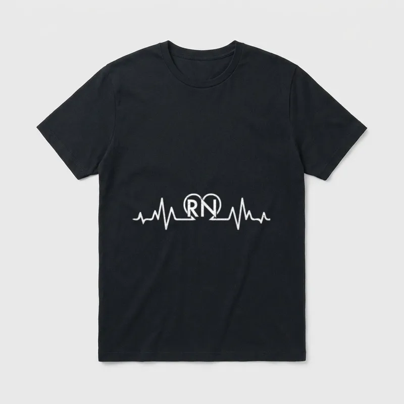 Cool Heartbeat Registered Nurse RN Nursing T-Shirt – Classic T-Shirt in Black