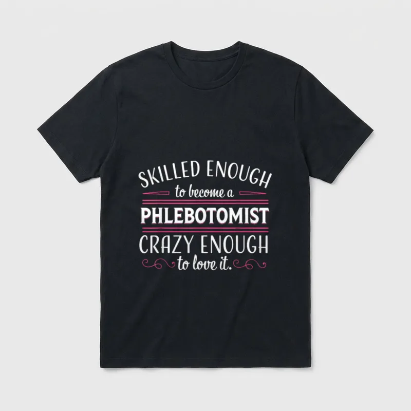 Phlebotomist Funny Phlebotomy Tech Nurse RN T-Shirt – Classic T-Shirt in Black
