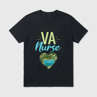 Va Nurse Heart Camouflage Camo Facemask T-Shirt – Classic T-Shirt in Black