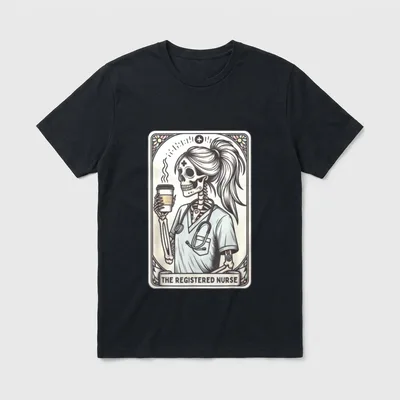The Registered Nurse Tarot Card Skeleton T-Shirt – Classic T-Shirt in Black