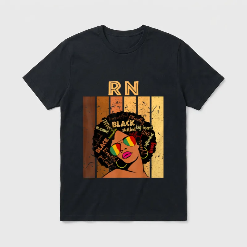 RN Registered Nurse Afro African Black T-Shirt – Classic T-Shirt in Black