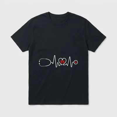 Registered Nurse Heartbeat RN Stethoscope T-Shirt – Classic T-Shirt in Black