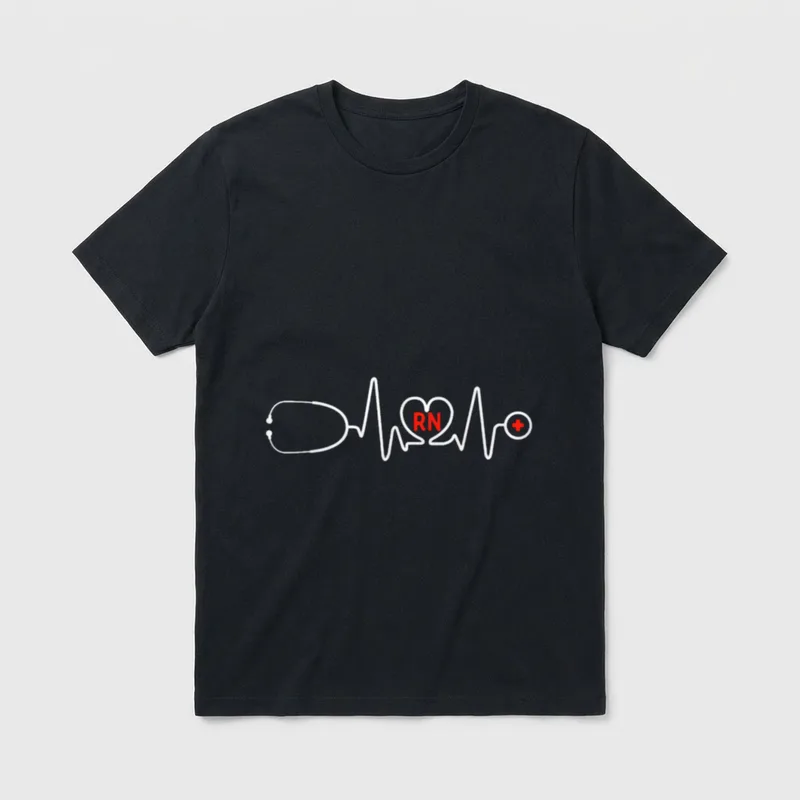 Registered Nurse Heartbeat RN Stethoscope T-Shirt – Classic T-Shirt in Black