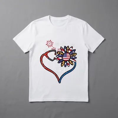 Sunflower Stethoscope Nurse Fourth 4th T-Shirt – Classic T-Shirt in Black