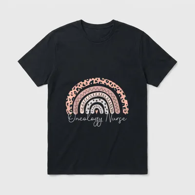 Oncology Nurse Leopard Rainbow Registered RN T-Shirt – Classic T-Shirt in Black