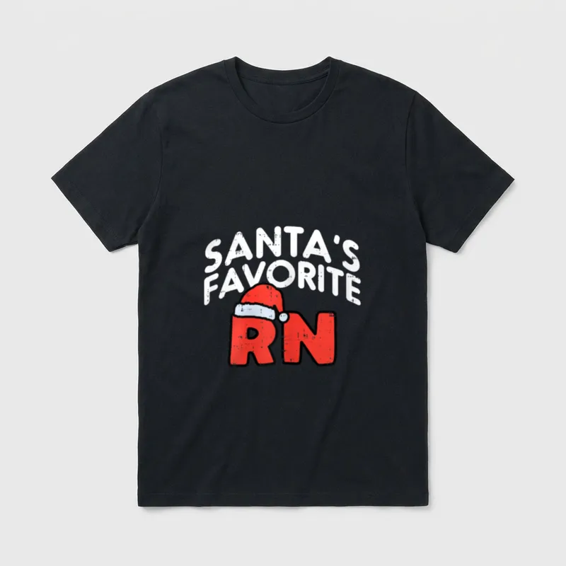 Santas Favorite RN Medical Christmas Registered T-Shirt – Classic T-Shirt in Black