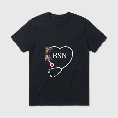 BSN Bachelors of Science in Floral T-Shirt – Classic T-Shirt in Black