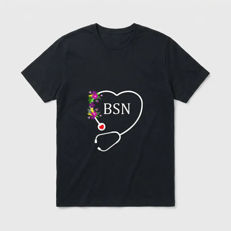 BSN Bachelors of Science in Floral T-Shirt – Classic T-Shirt in Black