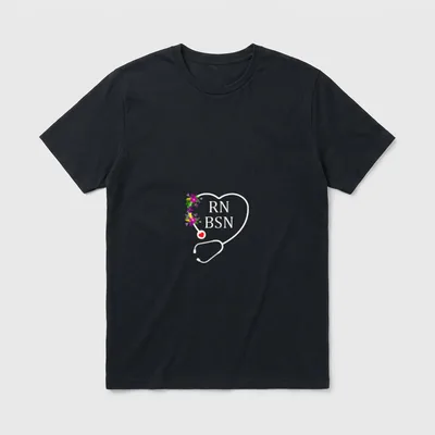 RN BSN Registered Nurse Nursing Floral T-Shirt – Classic T-Shirt in Black