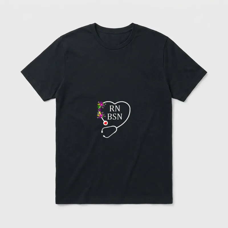 RN BSN Registered Nurse Nursing Floral T-Shirt – Classic T-Shirt in Black