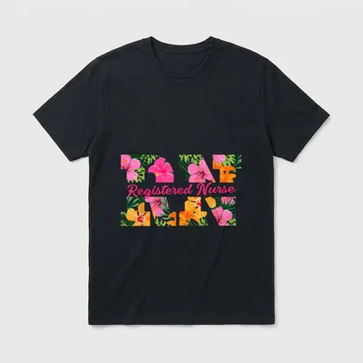 RN Aloha Nurse Tropical Flowers Summer T-Shirt – Classic T-Shirt in Black